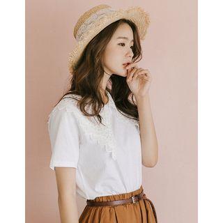 Crochet Wide-collar T-shirt