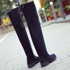 Elastic Panel Block Heel Over-the-knee Boots