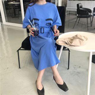 Eyes Print Elbow-sleeve T-shirt Dress