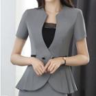 Short-sleeve Double Buttoned Blazer / Fitted Skirt / Camisole Top