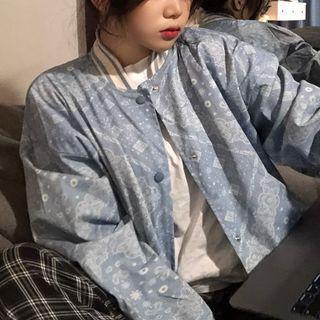 Pattern Print Baseball Jacket