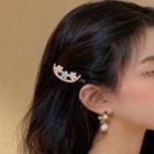 Set Of 4: Flower Faux Crystal Acrylic Rhinestone Hair Clip (various Designs) Gold - One Size