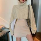 Turtle-neck Cropped Sweater / Irregular Skirt