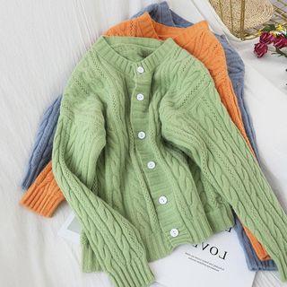 Plain Round-neck Knit Jacket