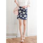 Band-waist Floral Mini Skirt