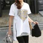 Zip-detail Printed T-shirt