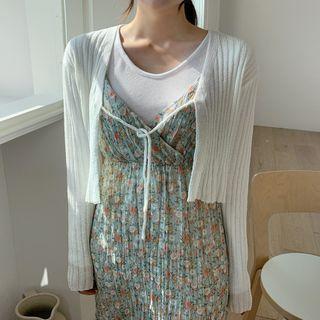 Tie-front Ribbed Knit Cardigan