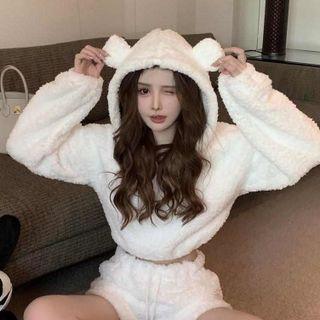 Plain Bear Cropped Hooded Sweatshirt