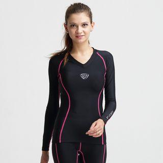 Sport Contrast Trim Long-sleeve Top