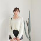 Furry Pointelle-knit Sweater