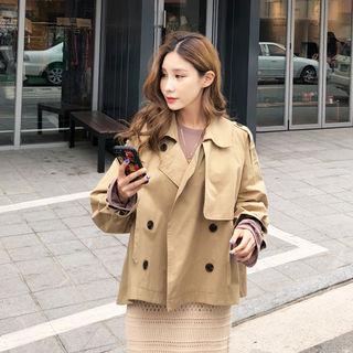 Buckled-sleeve Double-breasted Jacket