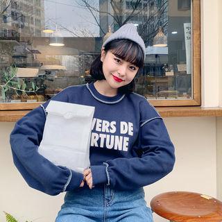 Overlock-stitch Letter Sweatshirt