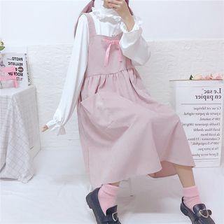 Ruffle Trim Long-sleeve Top / Midi Jumper Dress