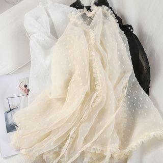 Ruffle Trim Tie-front Chiffon Jacket