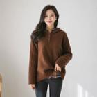 Button-neck Hooded Sweater