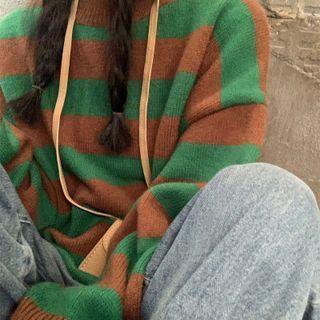 Striped Sweater Stripes - Green & Coffee - One Size