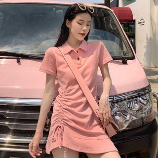 Short-sleeve Drawstring Polo Dress