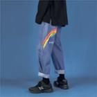 High-waist Rainbow Printed Jeans