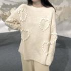 Faux Pearl Sweater Off White - One Size