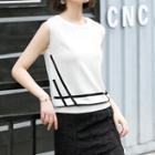 Sleeveless Contrast Lining Knit Top