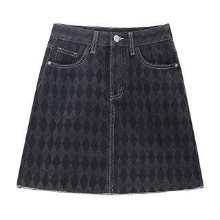 Pattern Denim Skirt