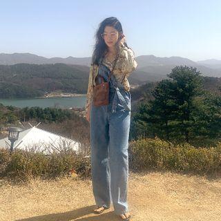 Straight-cut Overall Jeans Blue - One Size