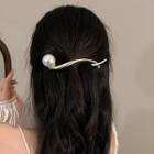 Faux Pearl Hair Clip Hair Clip - Silver & White - One Size