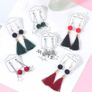 Tassel / Star Fabric Ball Dangle Earring