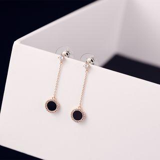 925 Sterling Silver Rhinestone Drop Earring Rose Gold - One Size