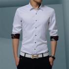 Elbow-sleeve Printed Panel Shirt