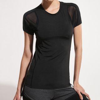 Sports Mesh Panel Short-sleeve T-shirt