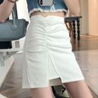 Front-slit Mini Pencil Skirt