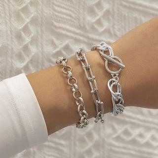 Set Of 3: Chunky Alloy Bracelet (various Designs)