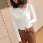 Long-sleeve Twisted Front Top
