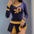 Long-sleeve Lettering Pleated Mini A-line Dress