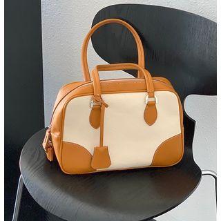 Canvas Panel Shoulder Bag Brown - One Size