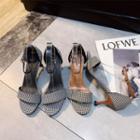 Ankle-strap High-heel Houndstooth Sandals