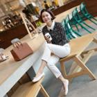 Hidden-button Floral Blouse