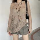 Long Sleeve Crochet Butterfly Loose-fit Knit Top