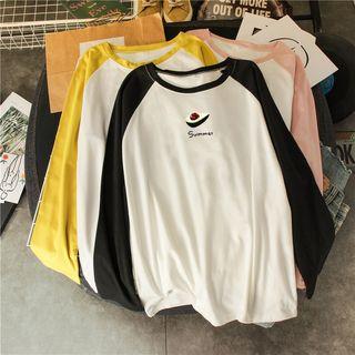 Printed Long-sleeve Raglan T-shirt