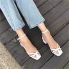 Low-heel Strappy Pleather Sandals