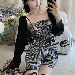 Plaid Camisole Top / Shorts / Light Jacket