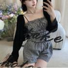 Plaid Camisole Top / Shorts / Light Jacket