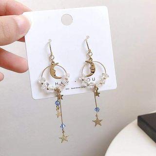 Faux Crystal Moon & Star Dangle Earring