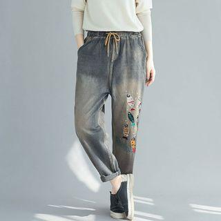 Print Denim Pants