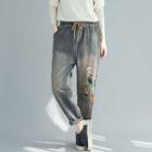 Print Denim Pants