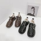 Faux Leather Faux Fur Lace Up Shoes