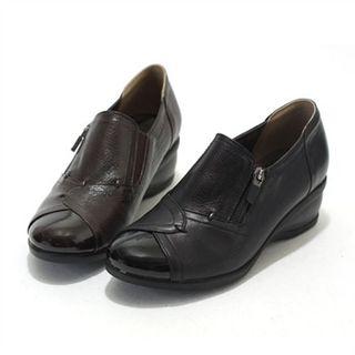 Zip-front Wedge-heel Loafers