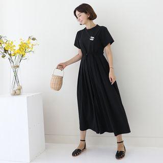 Zip-back Drawstring-waist Dress