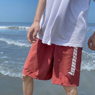 High-waist Drawstring Letter Printed Shorts